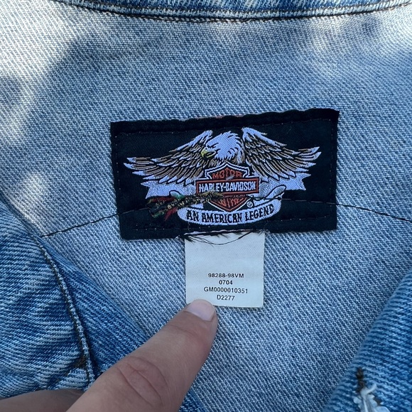 Vintage Harley Davidson Blue Jean Denim Biker Large Back Patch Vest Mens 2XL - Picture 2 of 6
